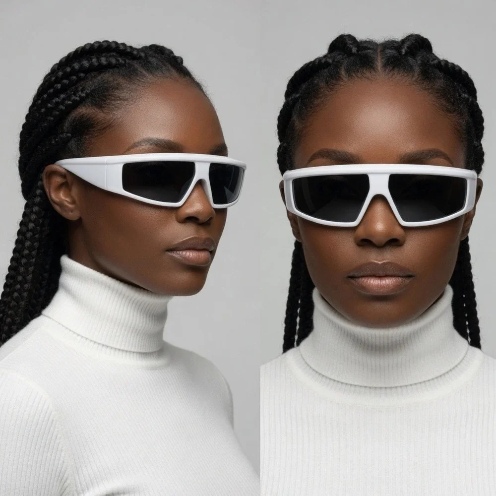 Sunglasses White Frame Black Lens High Fashion Modern Perfect Driving Shades New